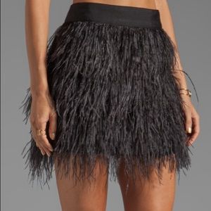 Milly, Feather Mini Skirt in Black